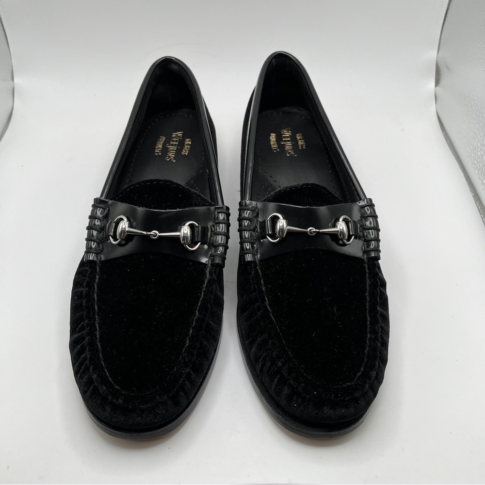 Nwob G.H. Bass Weejuns Lianna Black Velvet Horsebit Loafers Size 8 View 2